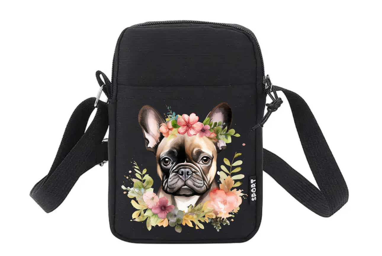 Französische Bulldogge Tasche / Umhängetasche Floral #1