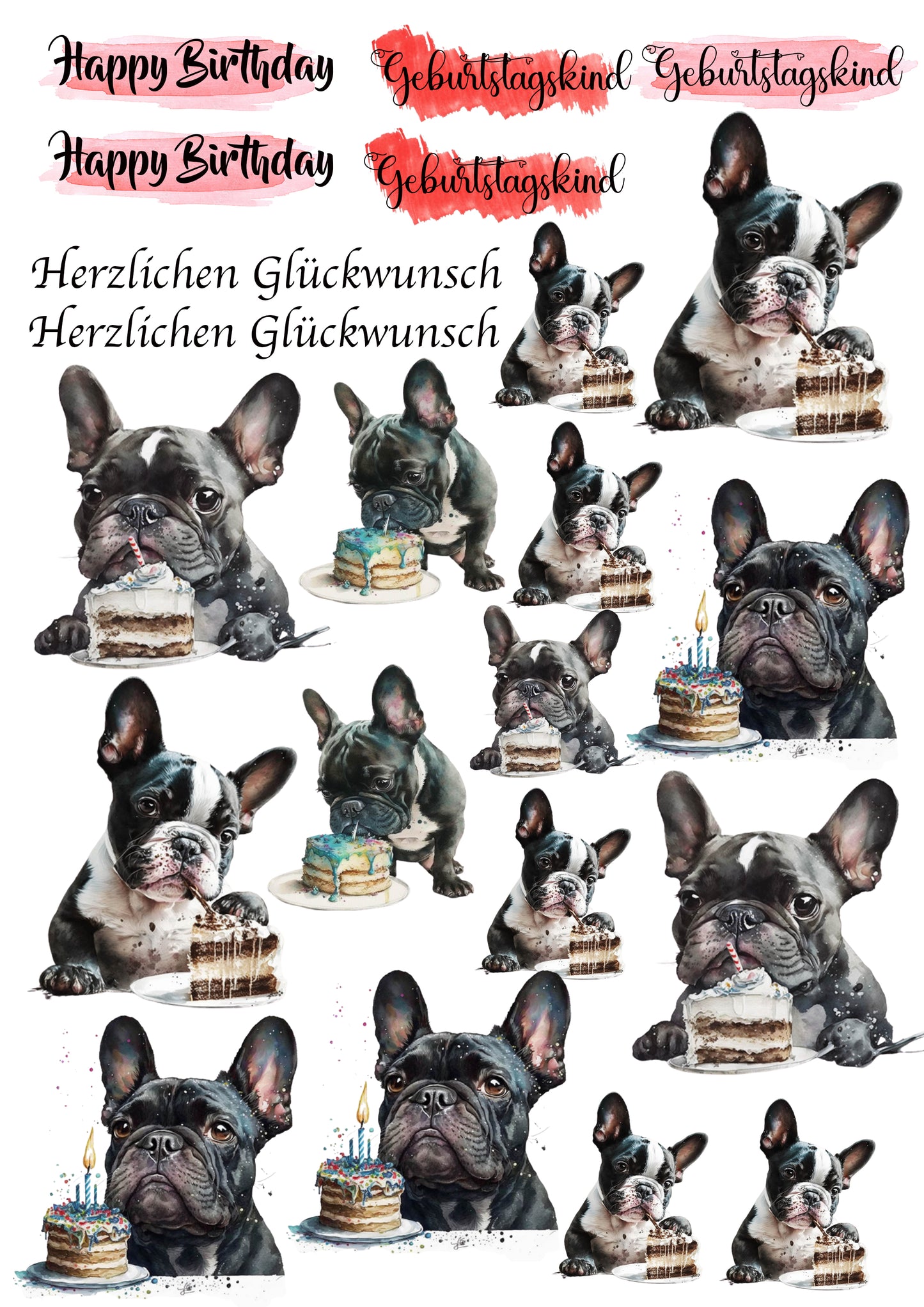 Französische Bulldogge Wasserschiebefolie / Kerzentattoos