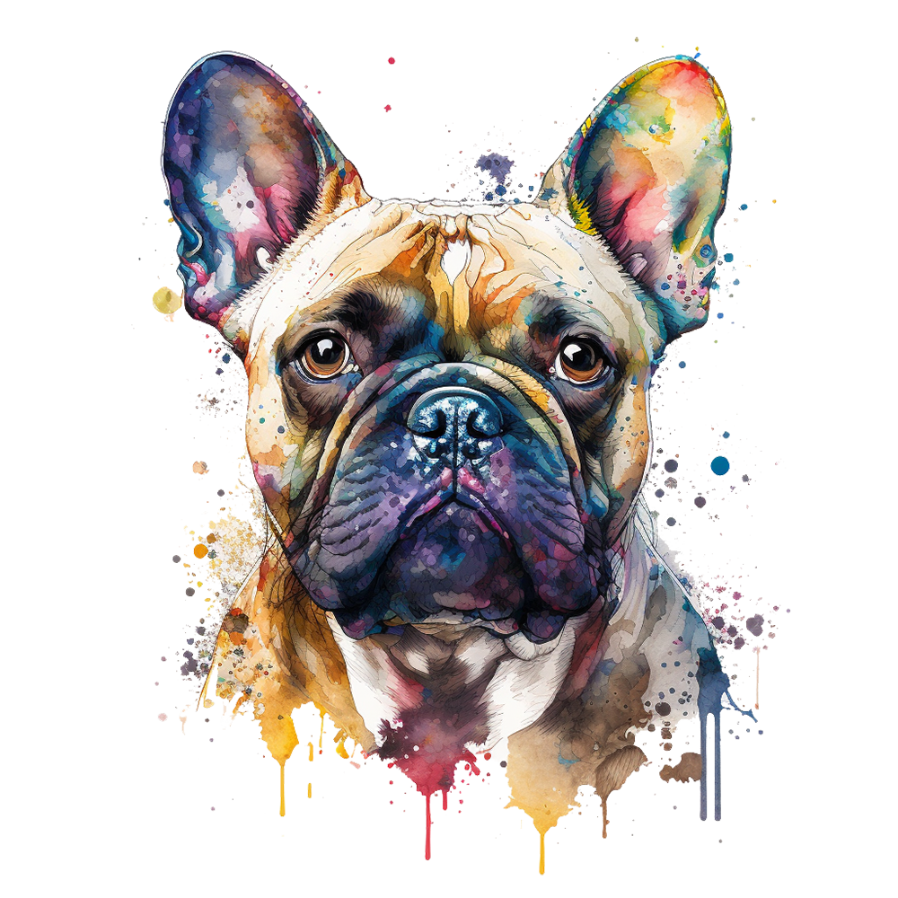 Französische Bulldogge Bügelbild Watercolor #4