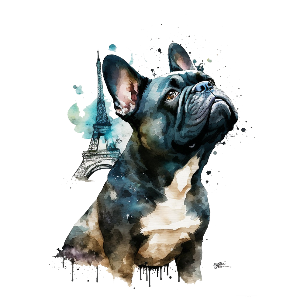 Französische Bulldogge Bügelbild Watercolor #5