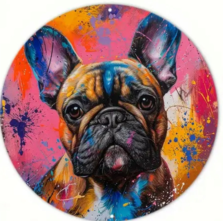 Französische Bulldogge Türschild / Dekoschild / Blechschild #17