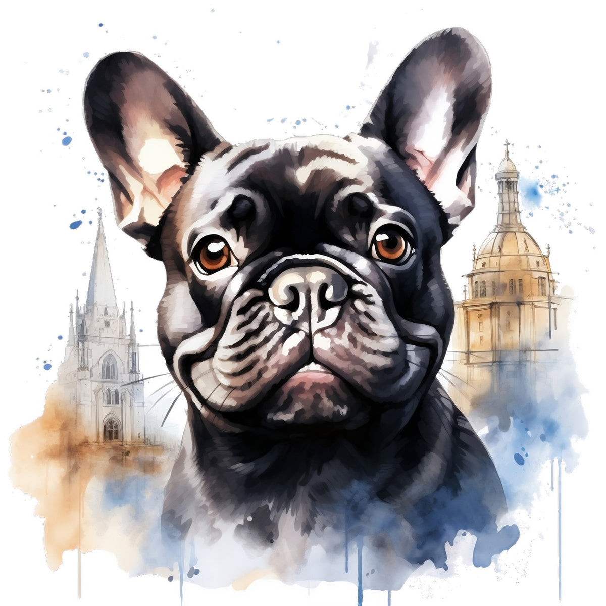Französische Bulldogge Bügelbild Watercolor #13 – Bullyzauber