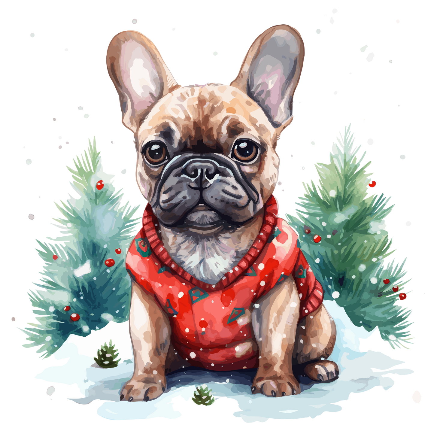 Französische Bulldogge Bügelbild Weihnachten #1