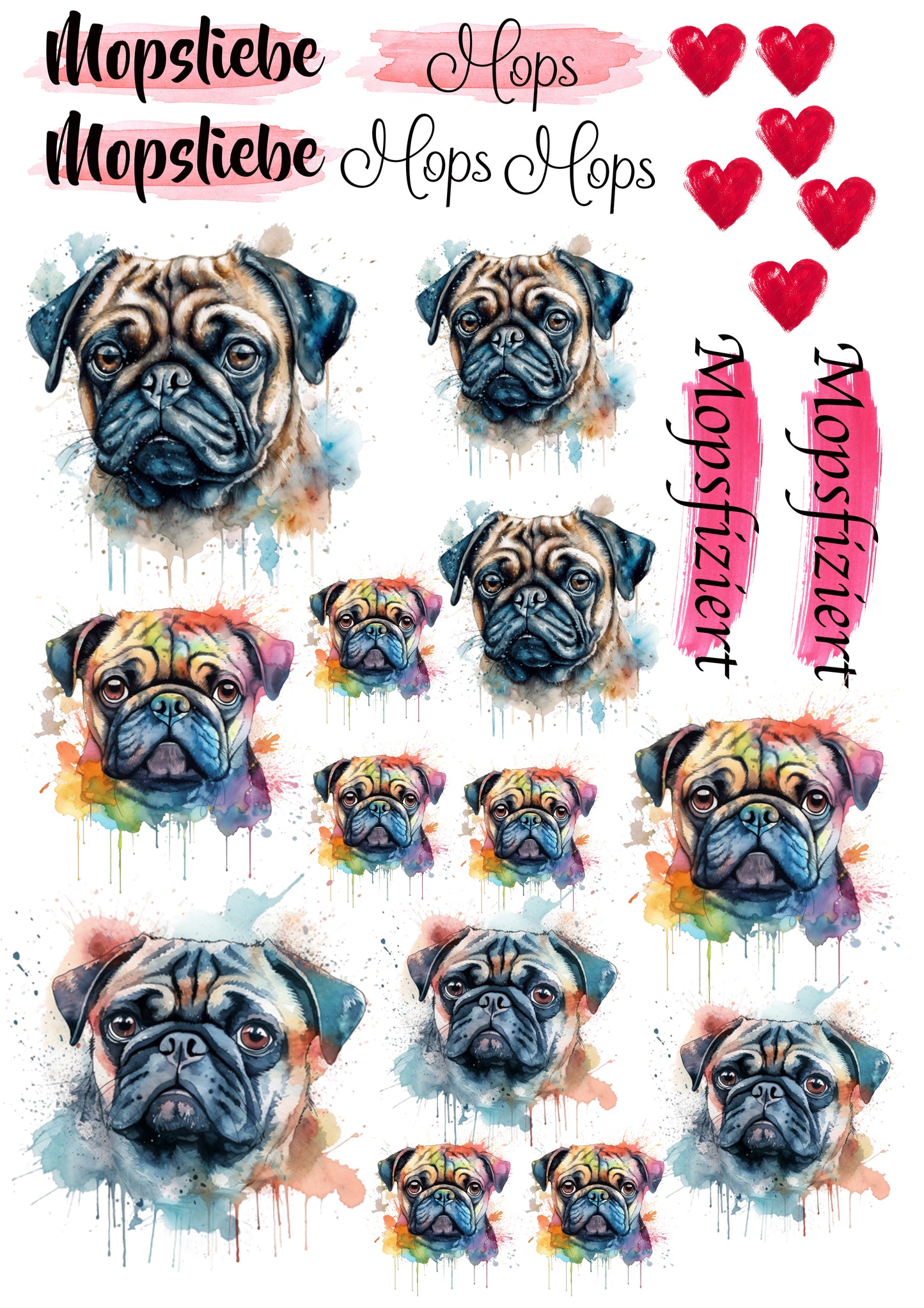 Mops Wasserschiebefolie / Kerzentattoos #3