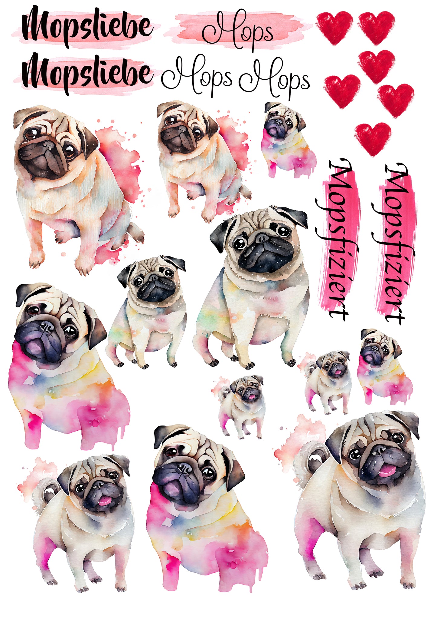 Mops Wasserschiebefolie / Kerzentattoos #4