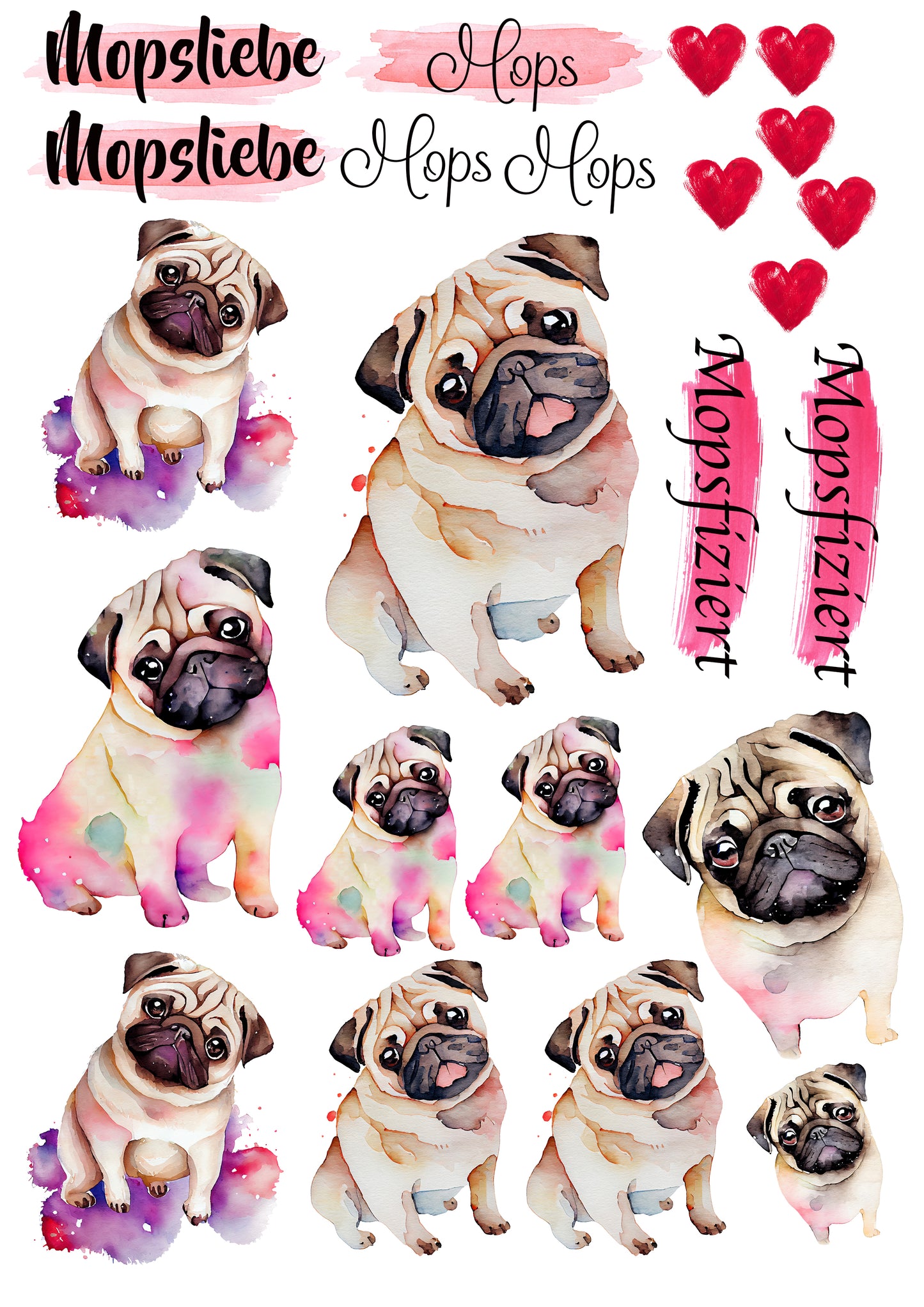 Mops Wasserschiebefolie / Kerzentattoos #8