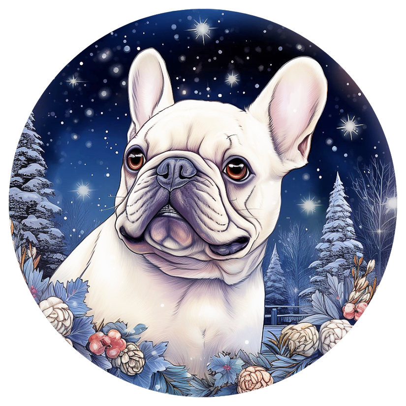 Französische Bulldogge Bügelbild Winter #1
