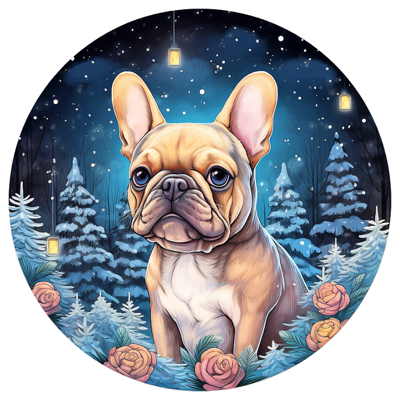 Französische Bulldogge Bügelbild Winter #2