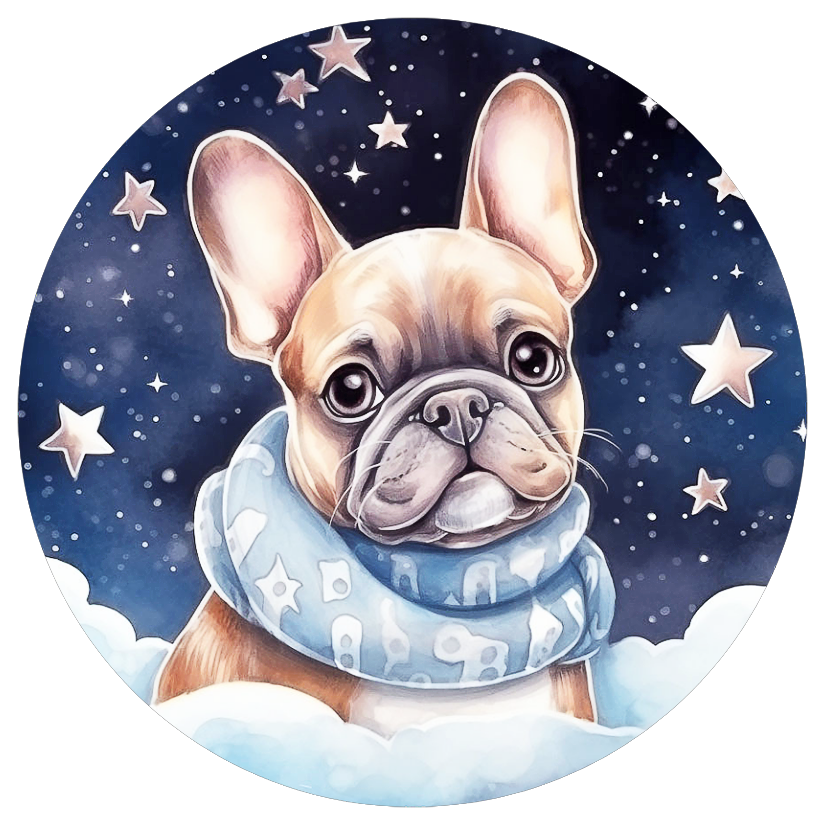 Französische Bulldogge Bügelbild Sterne #6