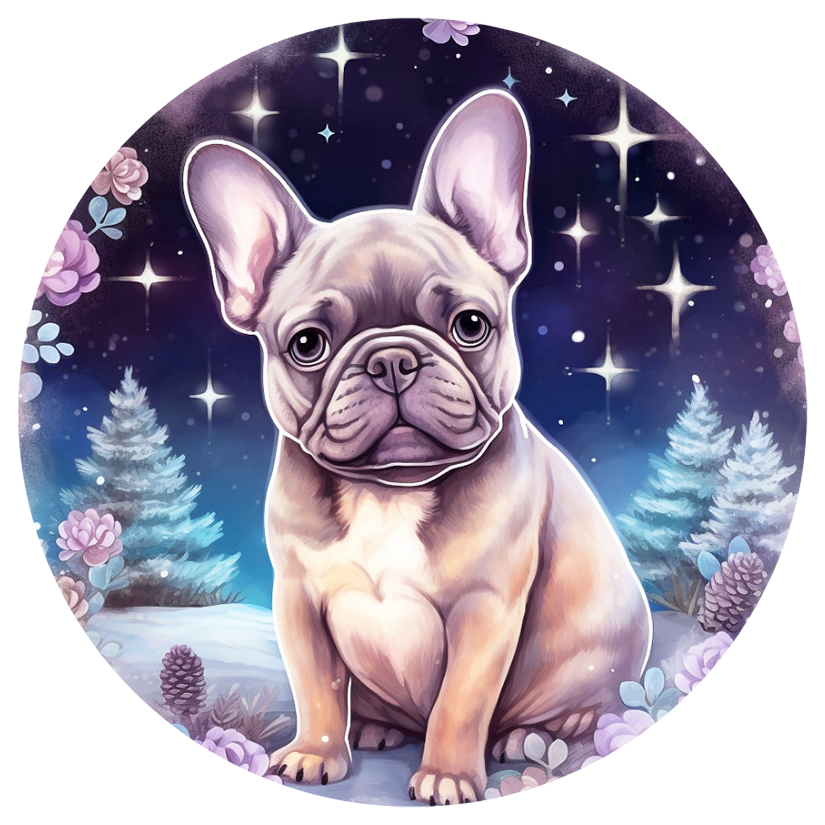 Französische Bulldogge Bügelbild Winter #5