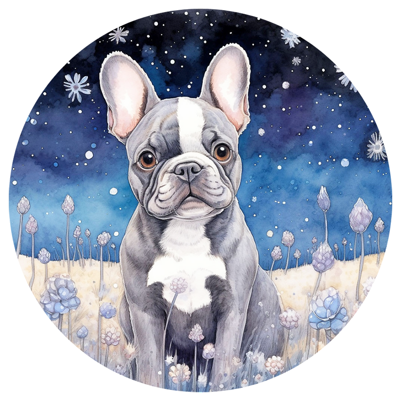 Französische Bulldogge Bügelbild Winter #6