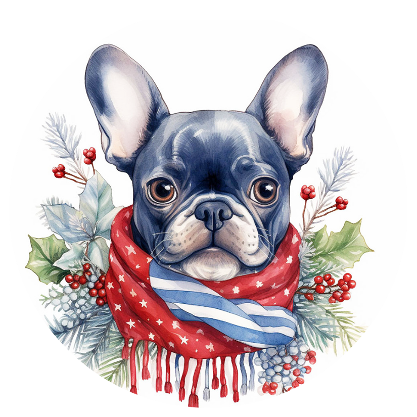 Französische Bulldogge Bügelbild Weihnachten #110
