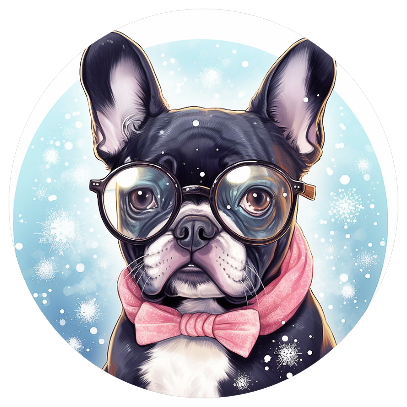 Französische Bulldogge Bügelbild Winter #11