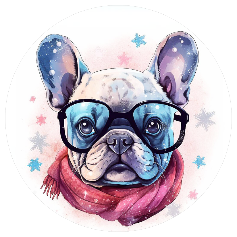 Französische Bulldogge Bügelbild Winter #13