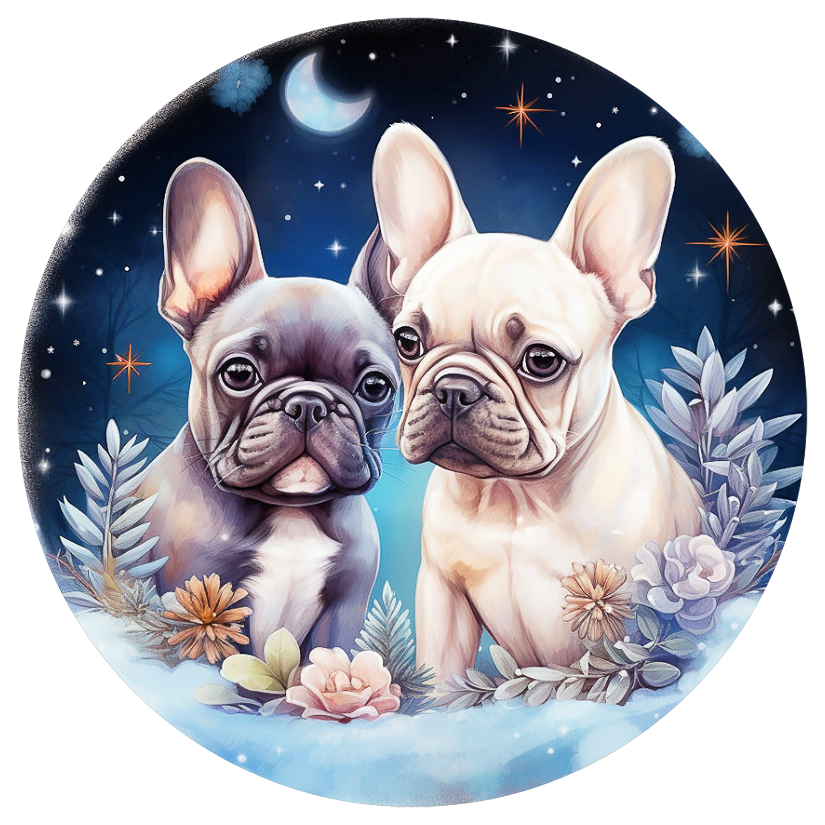 Französische Bulldogge Bügelbild Winter #17