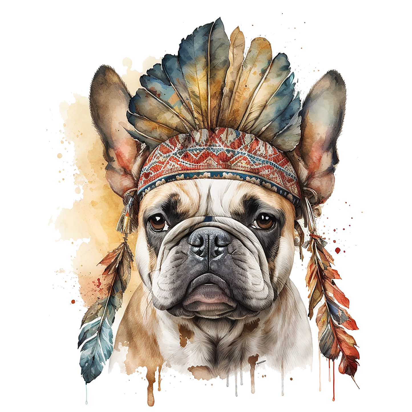 Französische Bulldogge Bügelbild Watercolor #10