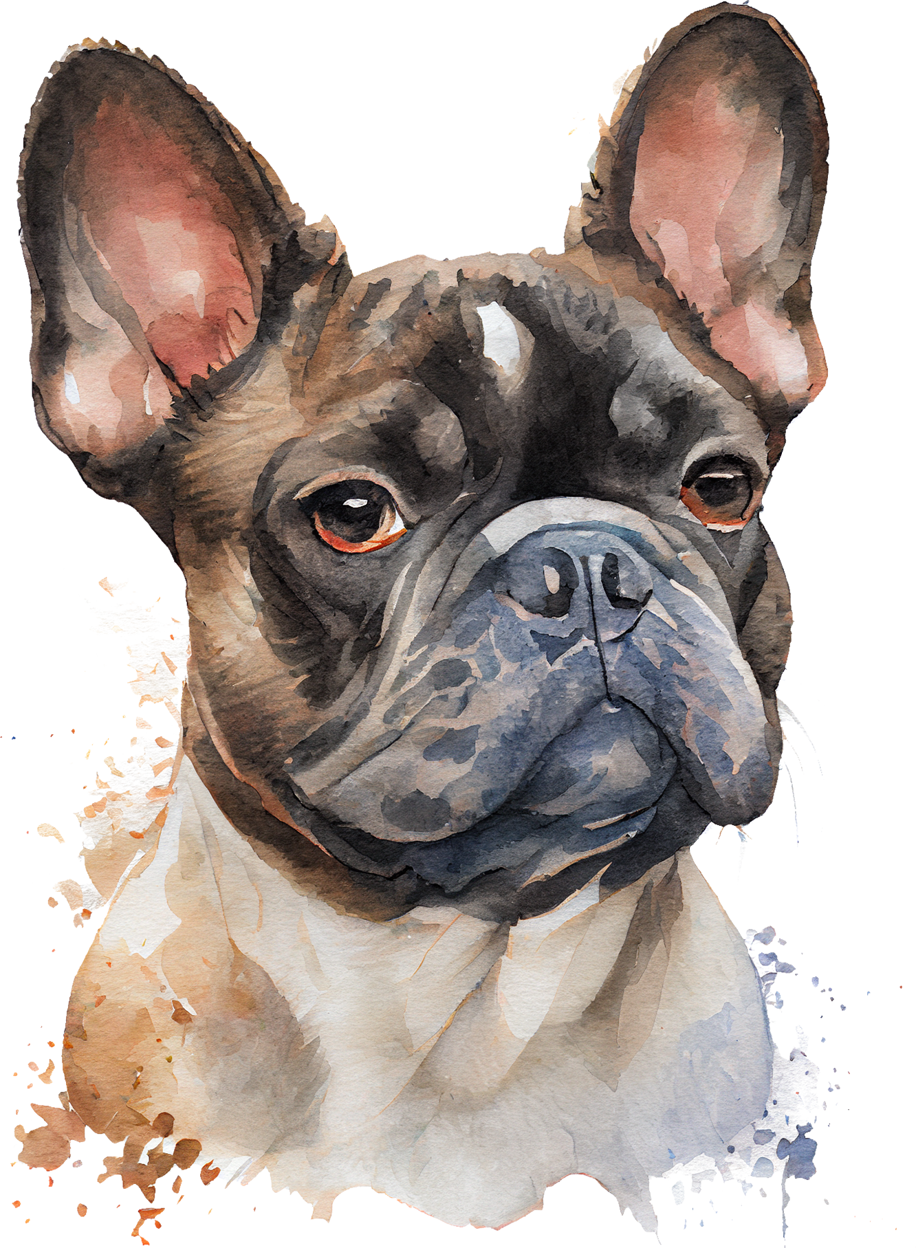 Französische Bulldogge Bügelbild Watercolor #6