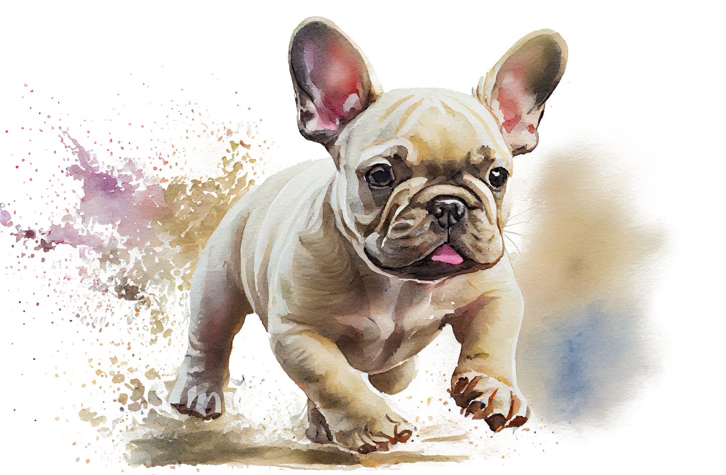 Französische Bulldogge Bügelbild Watercolor #7