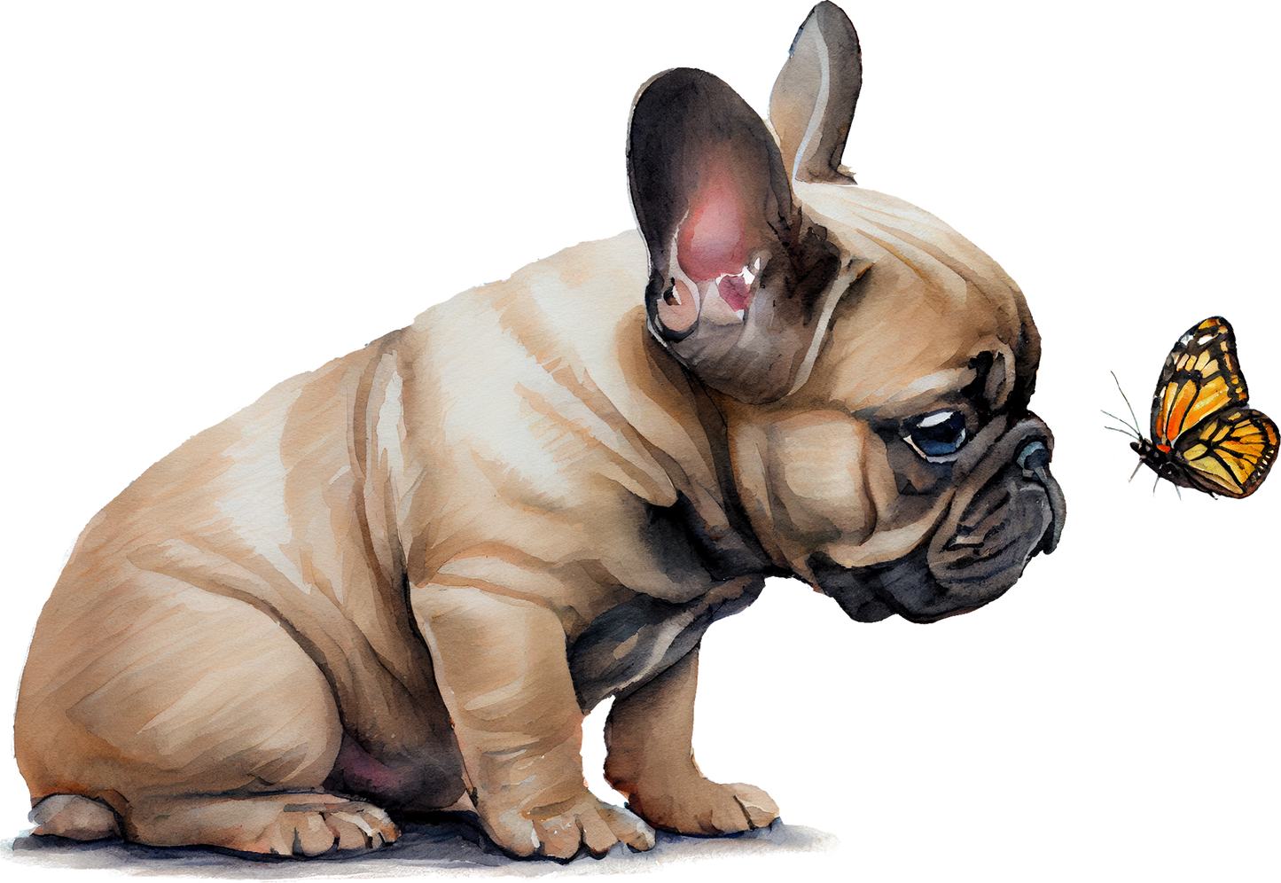 Französische Bulldogge Bügelbild Watercolor #8
