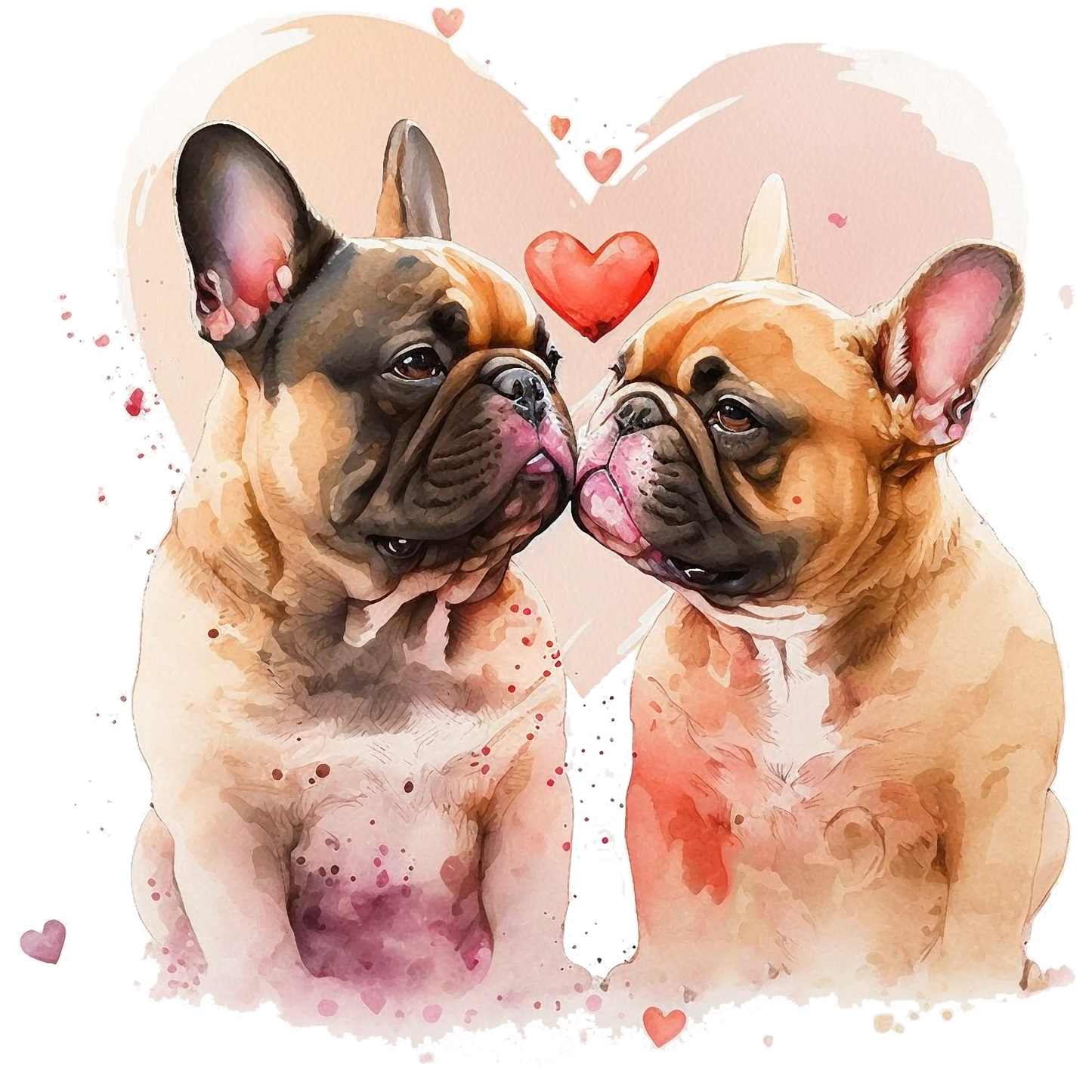 Französische Bulldogge Bügelbild Herzen #20