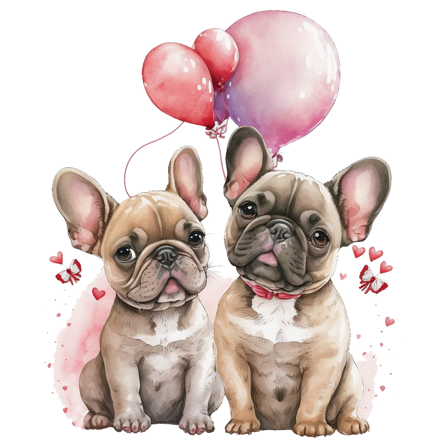 Französische Bulldogge Bügelbild Herzen #21