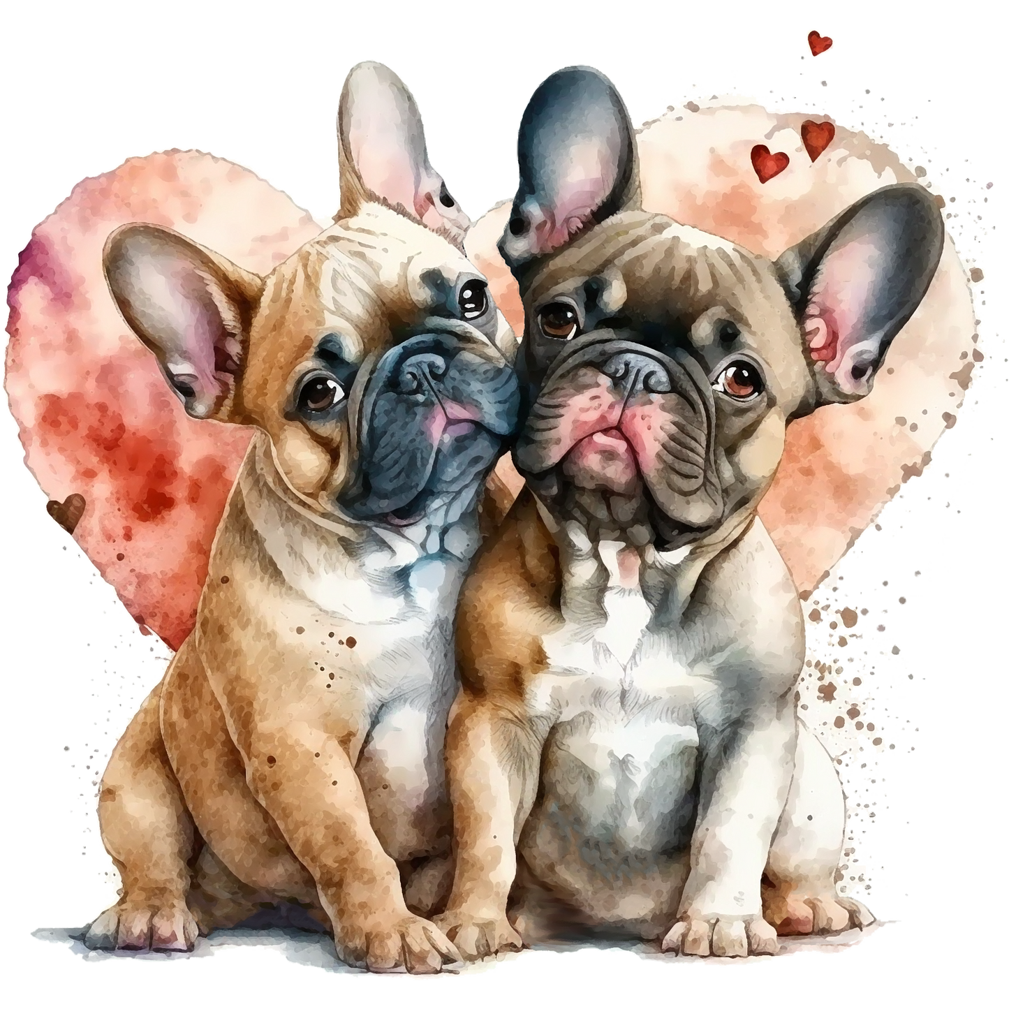 Französische Bulldogge Bügelbild Herzen #9