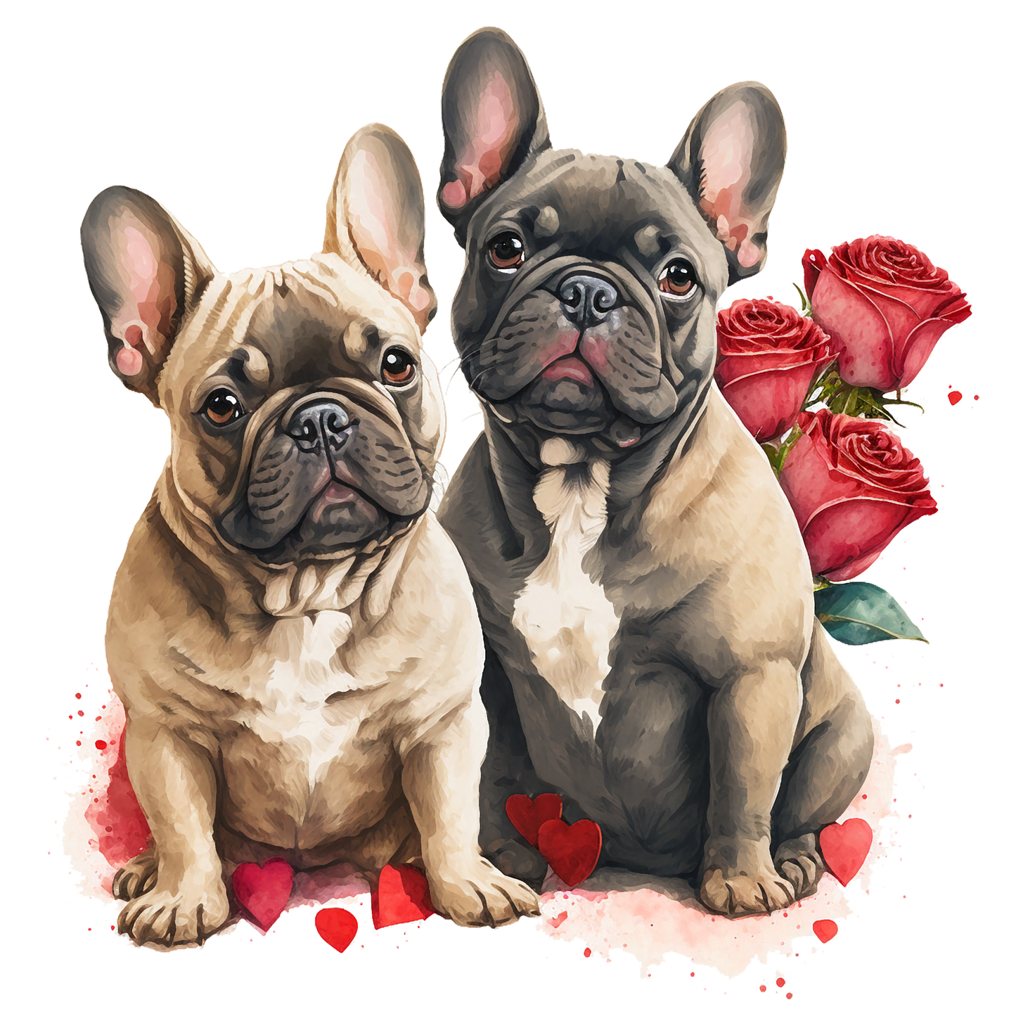 Französische Bulldogge Bügelbild Herzen #10