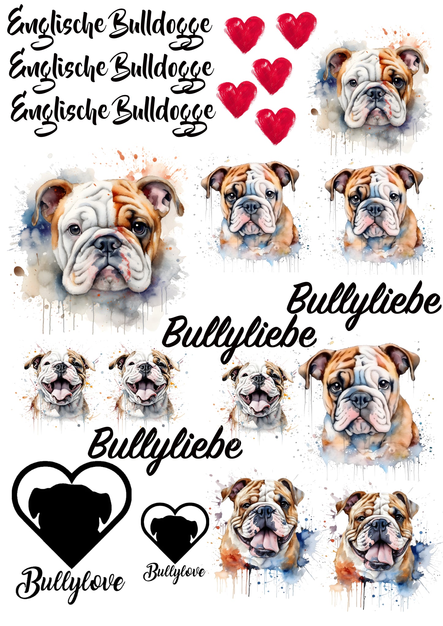 Englische Bulldogge Wasserschiebefolie / Kerzentattoos #7