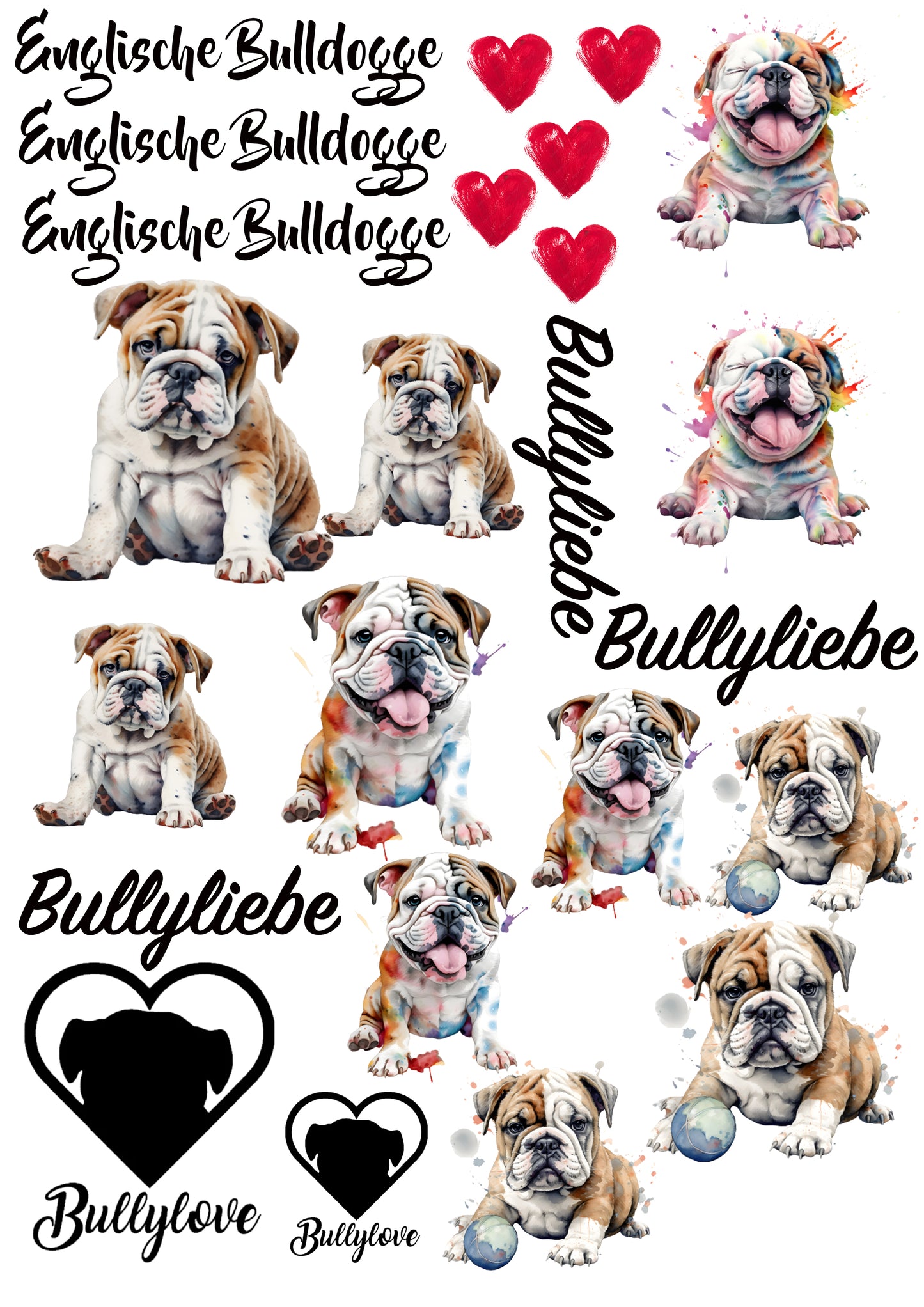 Englische Bulldogge Wasserschiebefolie / Kerzentattoos #5