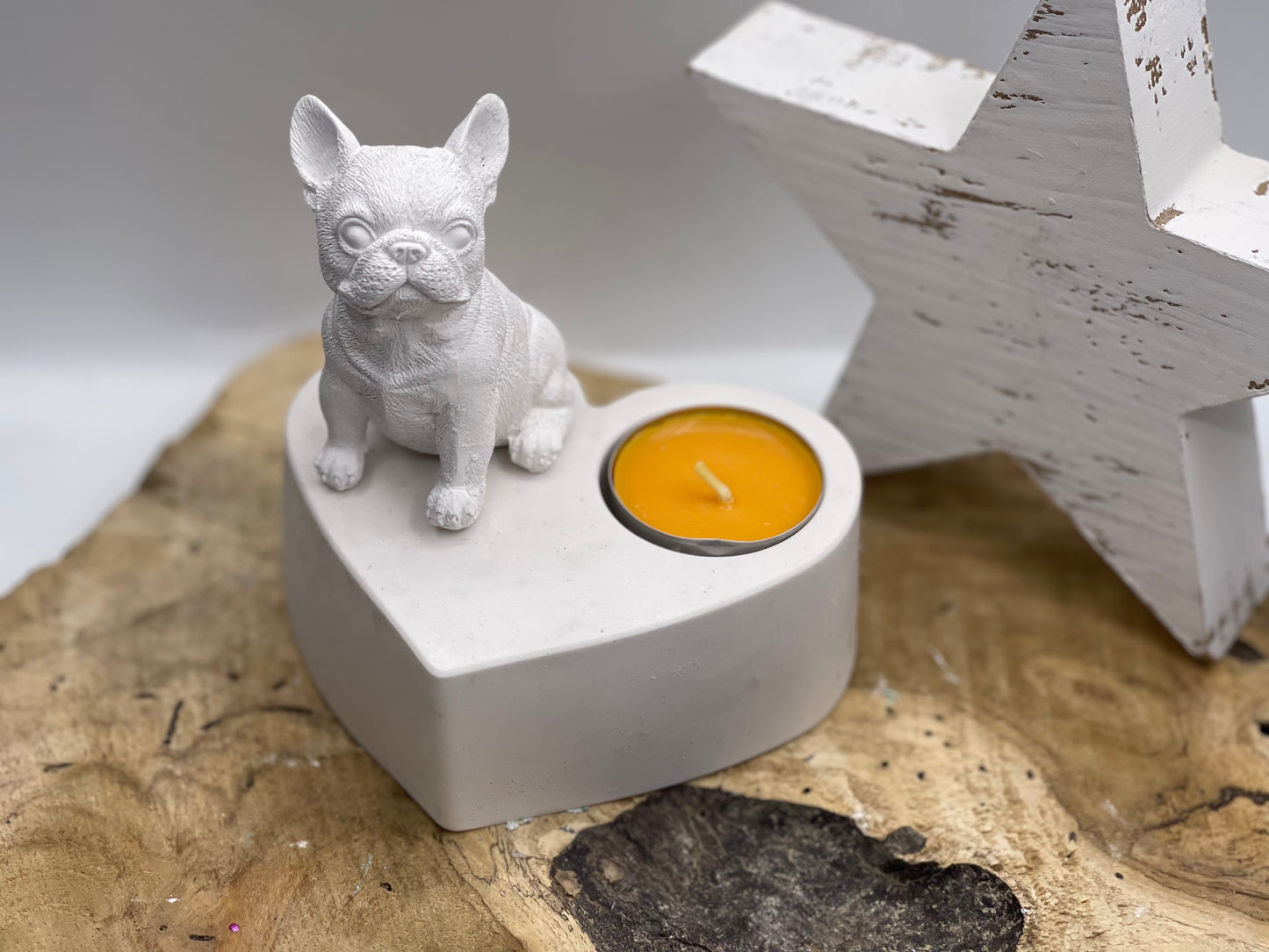 Französische Bulldogge Figur mit Teelichthalter #39