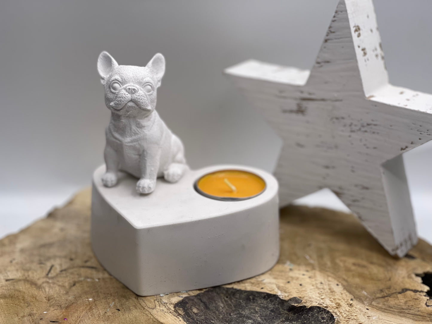 Französische Bulldogge Figur mit Teelichthalter #39