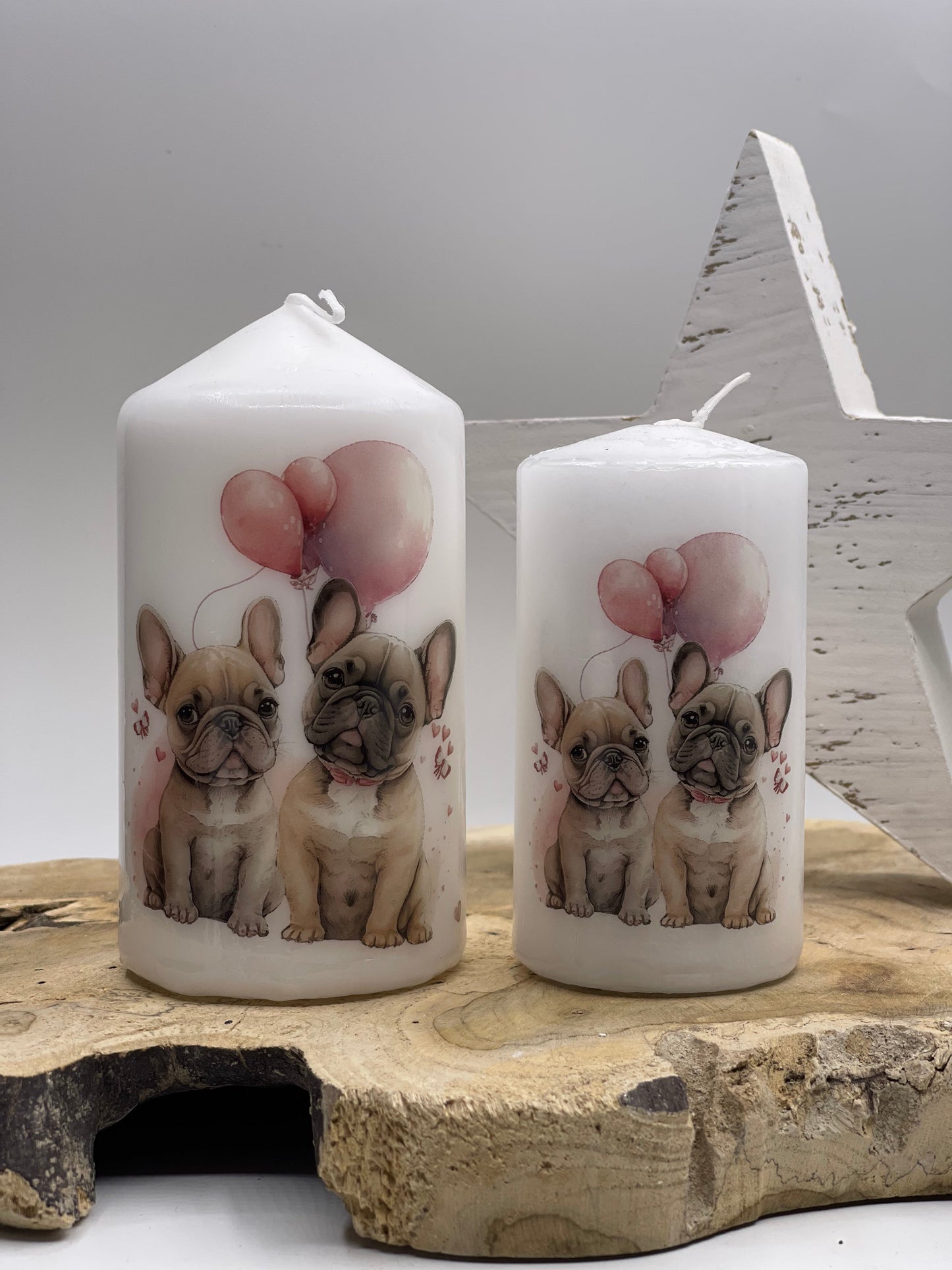 Französische Bulldogge Kerze / Stumpenkerze Love #1