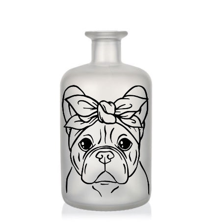 Beleuchtete Dekoflasche Französische Bulldogge mit Wunschtext und -motiv