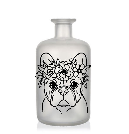 Beleuchtete Dekoflasche Französische Bulldogge mit Wunschtext und -motiv