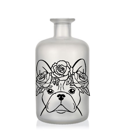 Beleuchtete Dekoflasche Französische Bulldogge mit Wunschtext und -motiv