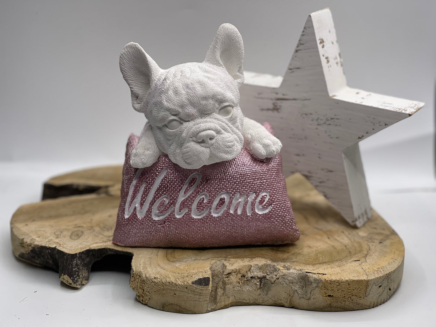 Französische Bulldogge Figur - Welcome zweifarbig #33