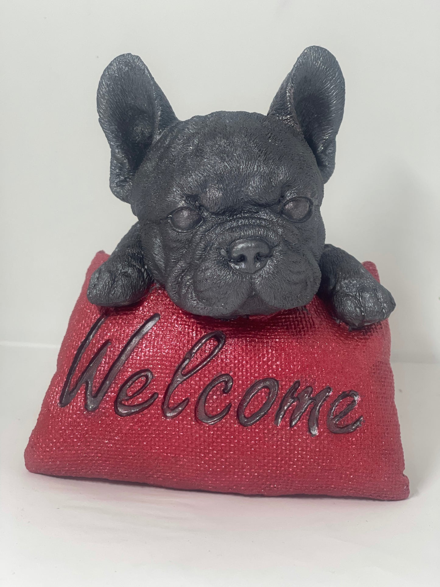 Französische Bulldogge Figur - Welcome zweifarbig #33