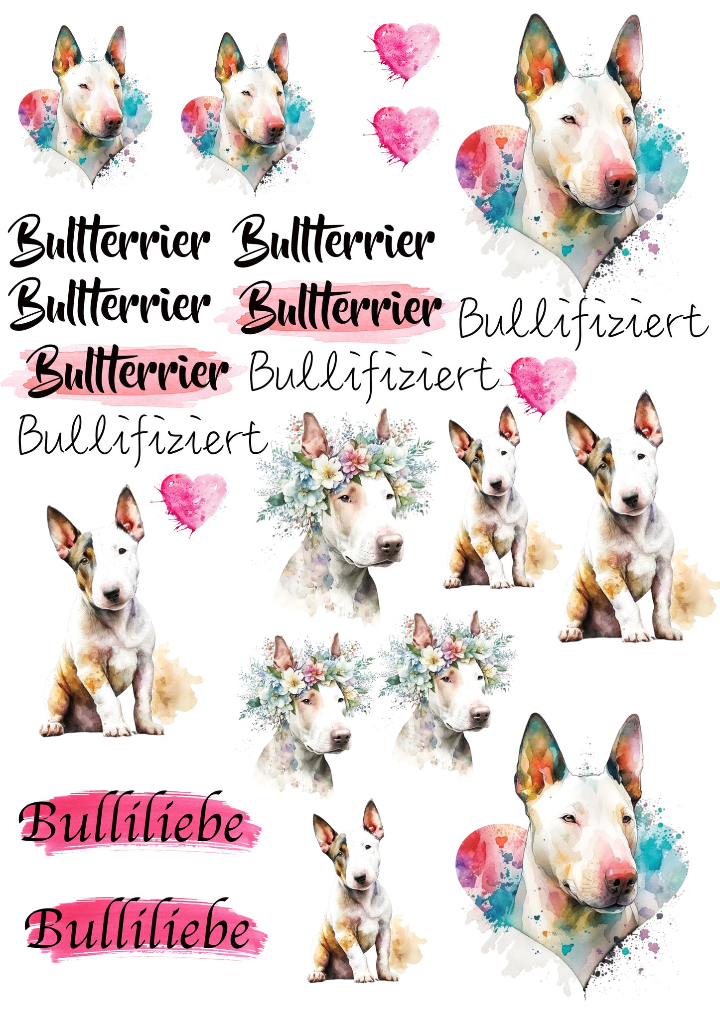 Bullterrier Wasserschiebefolie / Kerzentattoos #1