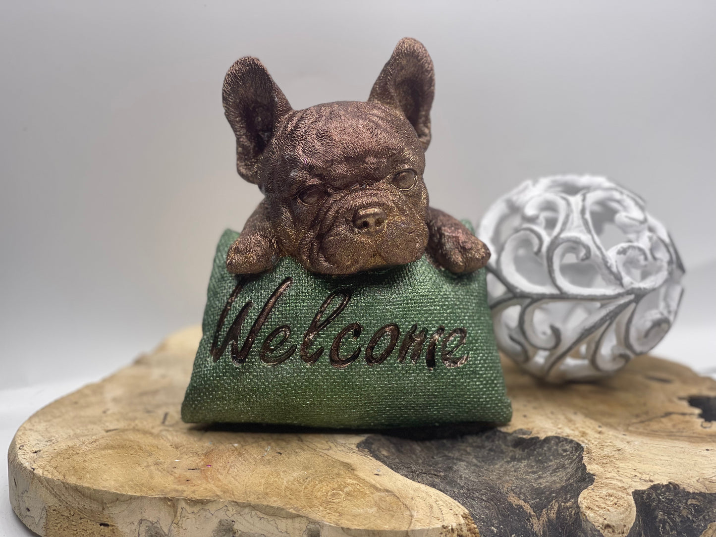 Französische Bulldogge Figur - Welcome zweifarbig #33
