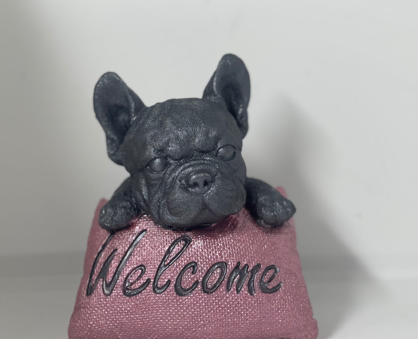 Französische Bulldogge Figur - Welcome zweifarbig #33