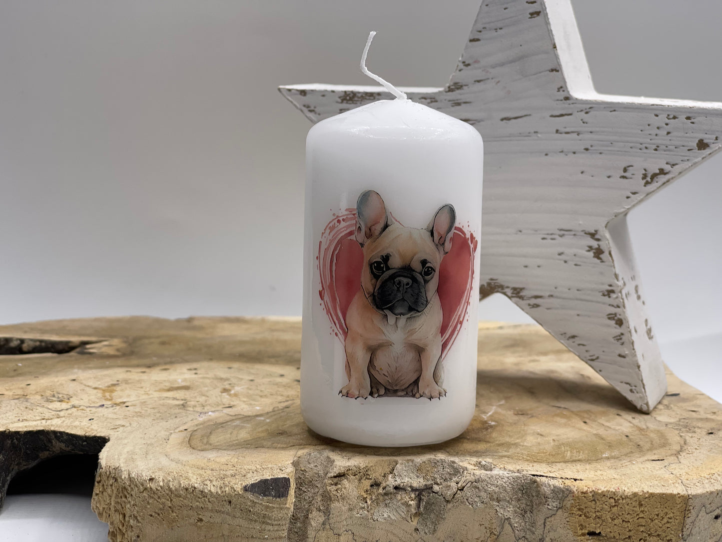 Französische Bulldogge Kerze / Stumpenkerze Love #2