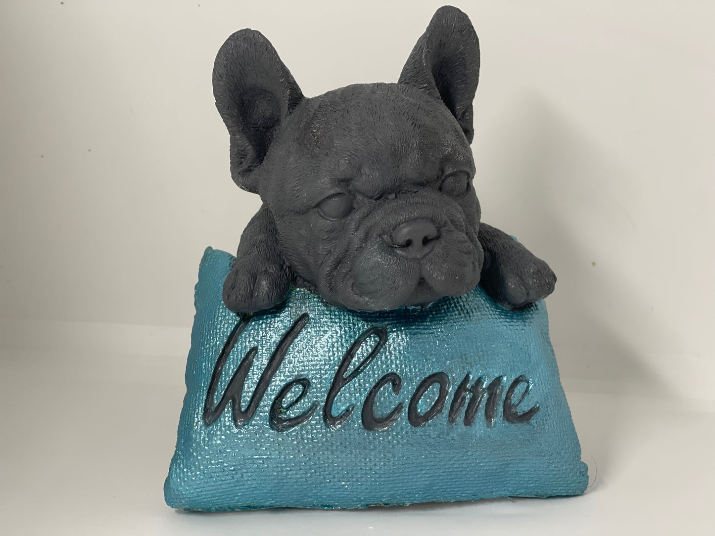 Französische Bulldogge Figur - Welcome zweifarbig #33