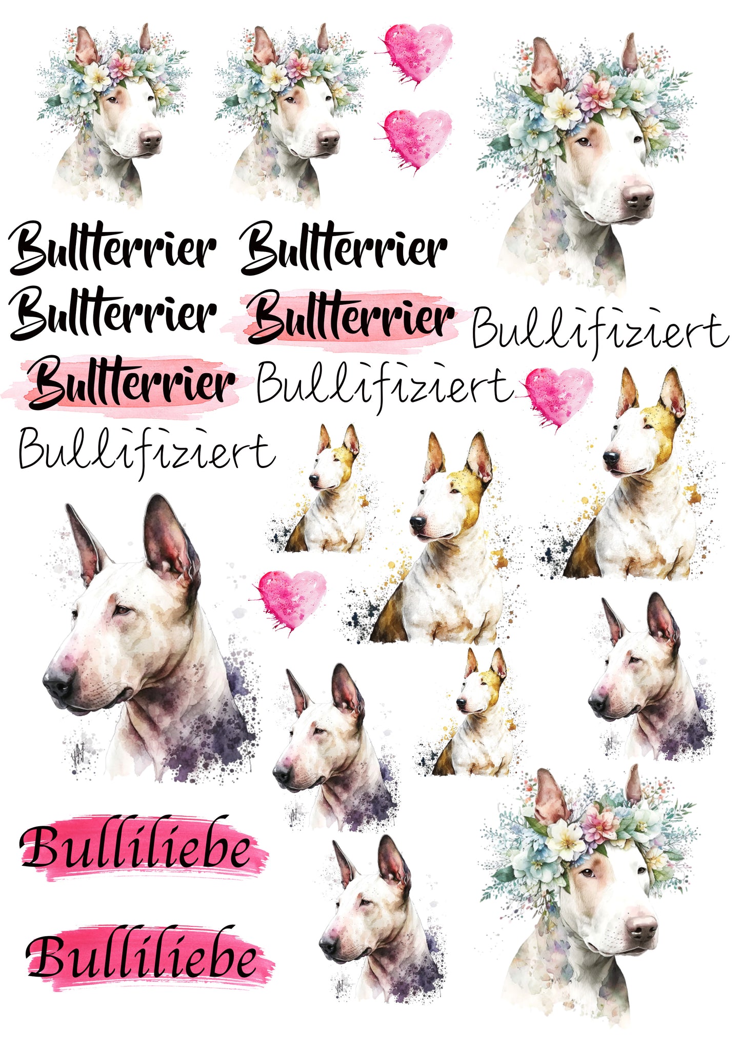 Bullterrier Wasserschiebefolie / Kerzentattoos #2