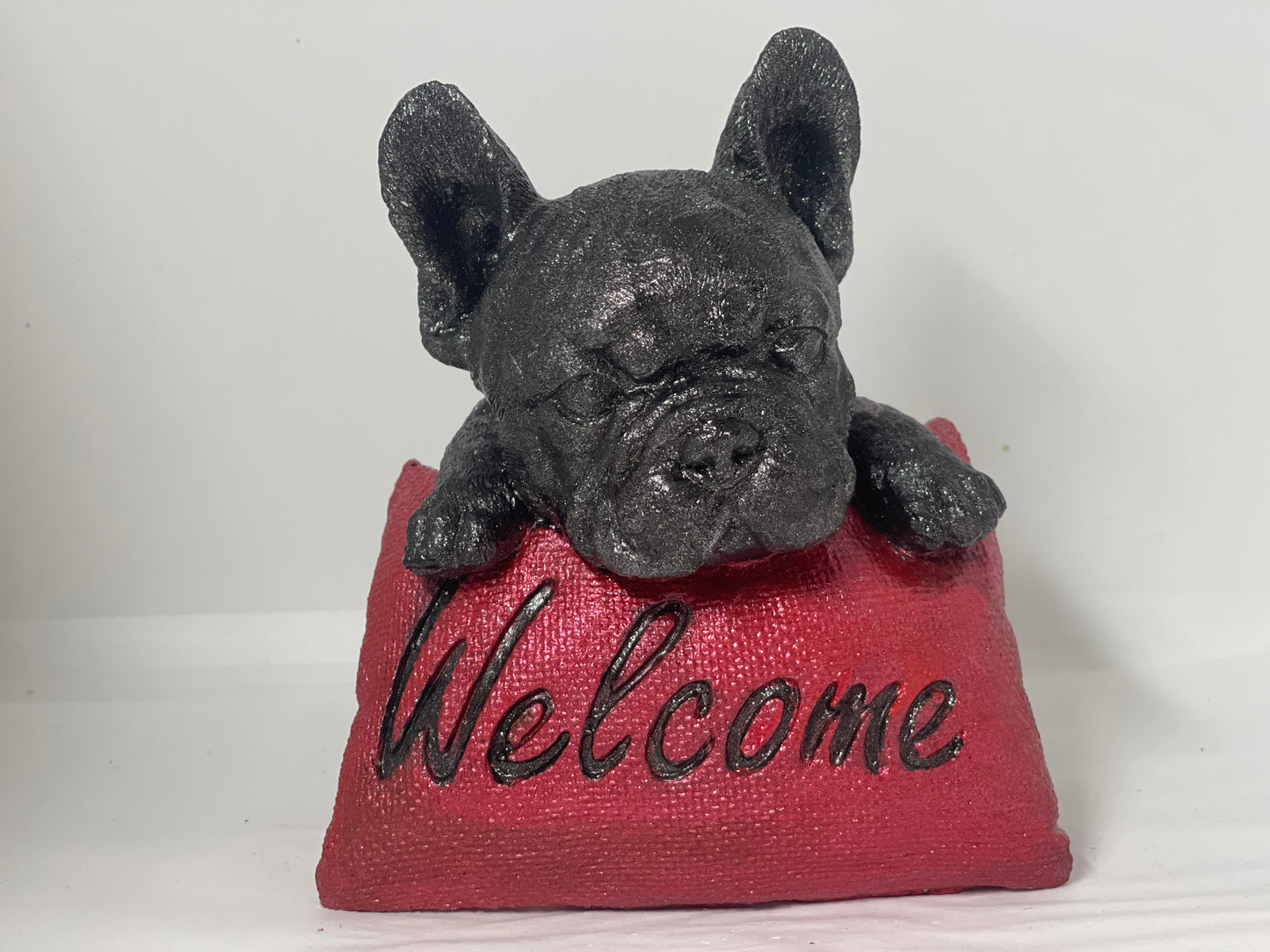 Französische Bulldogge Figur - Welcome zweifarbig #33