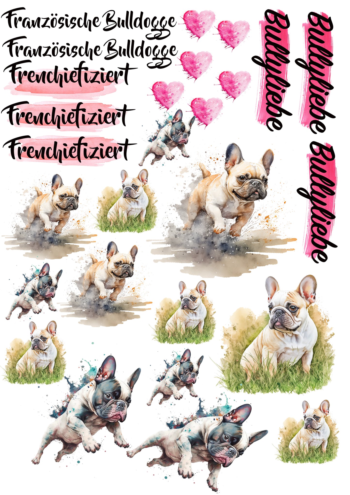 Französische Bulldogge Wasserschiebefolie / Kerzentattoos #27