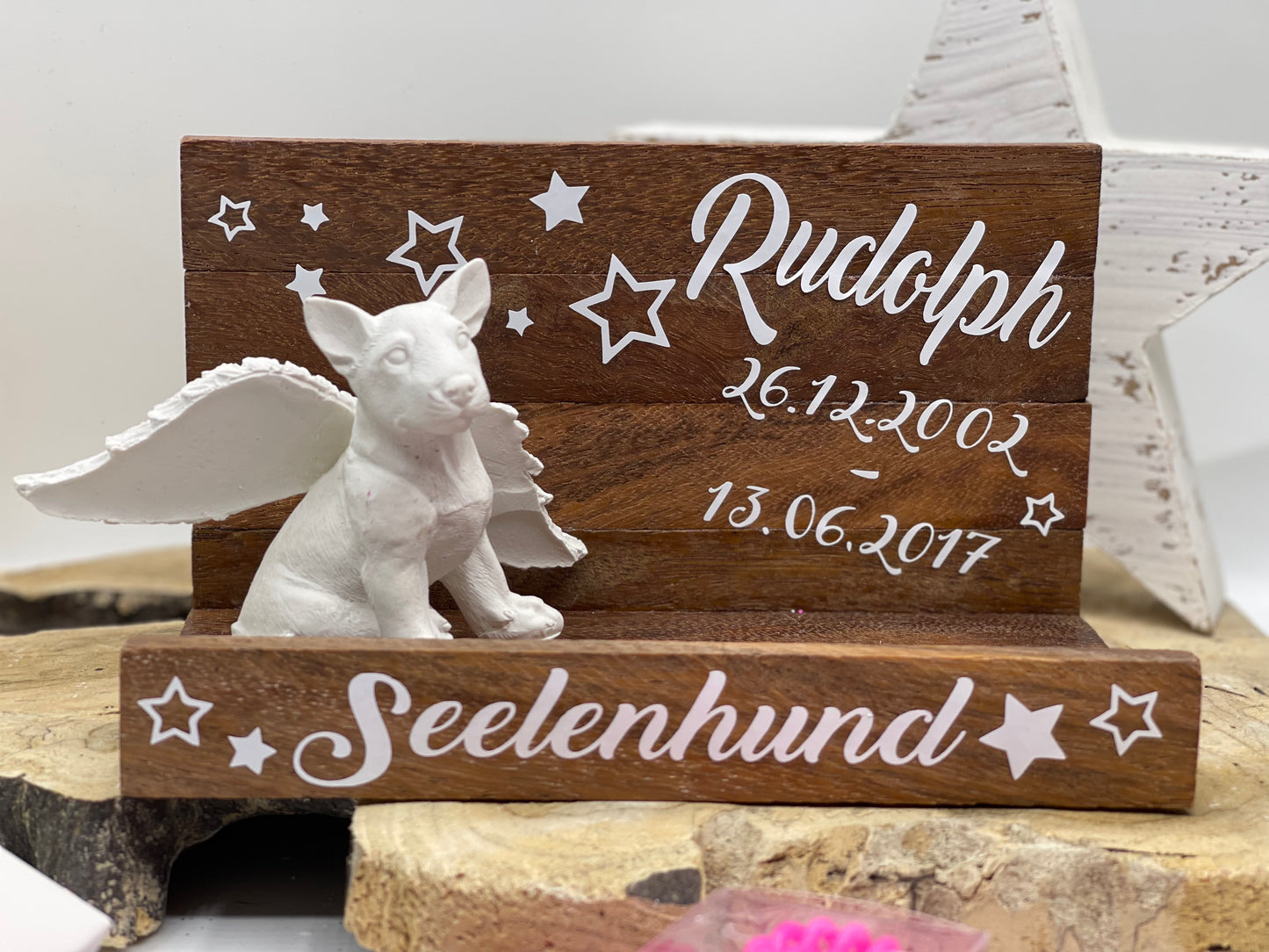 Bullterrier Dekotablett / Holztablett - Erinnerung
