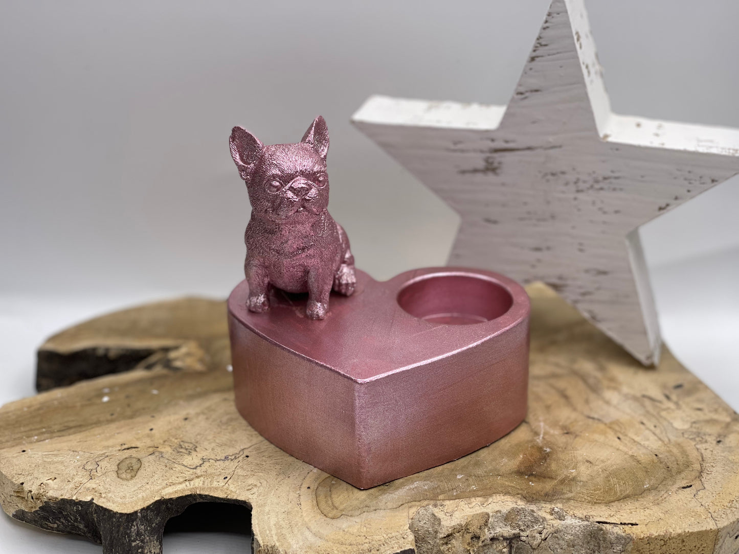 Französische Bulldogge Figur mit Teelichthalter #39