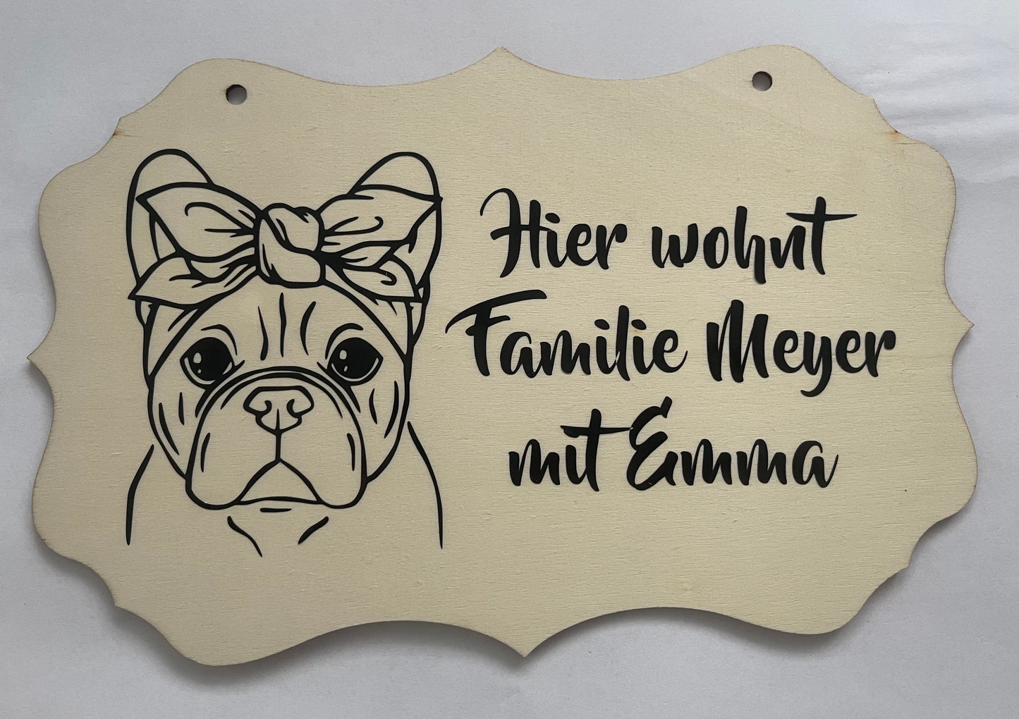 Französische Bulldogge Türschild / Dekoschild nach Wunsch - Holz