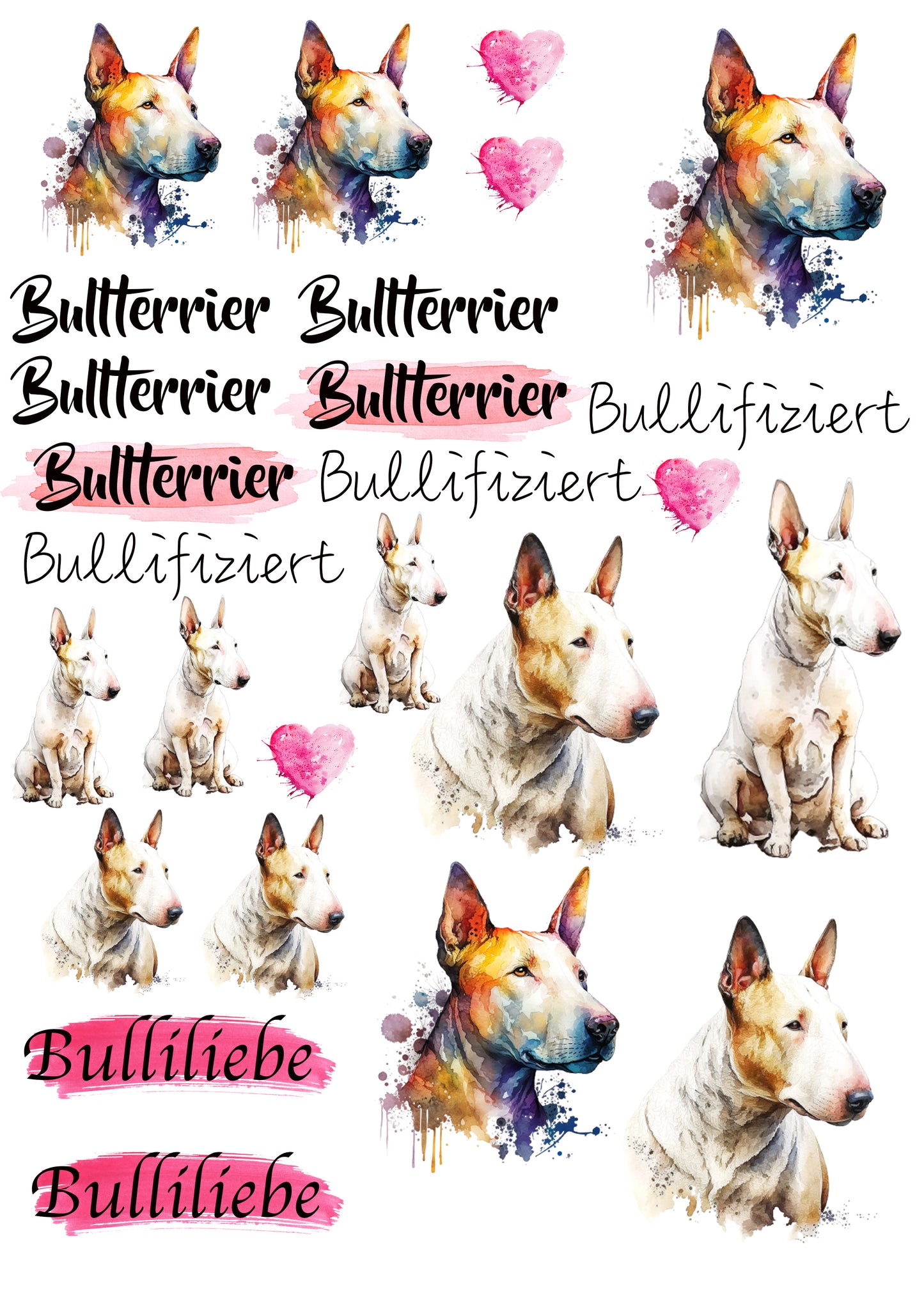 Bullterrier Wasserschiebefolie / Kerzentattoos #3