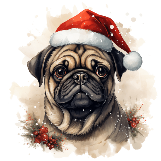 Mops Bügelbild Weihnachten #11
